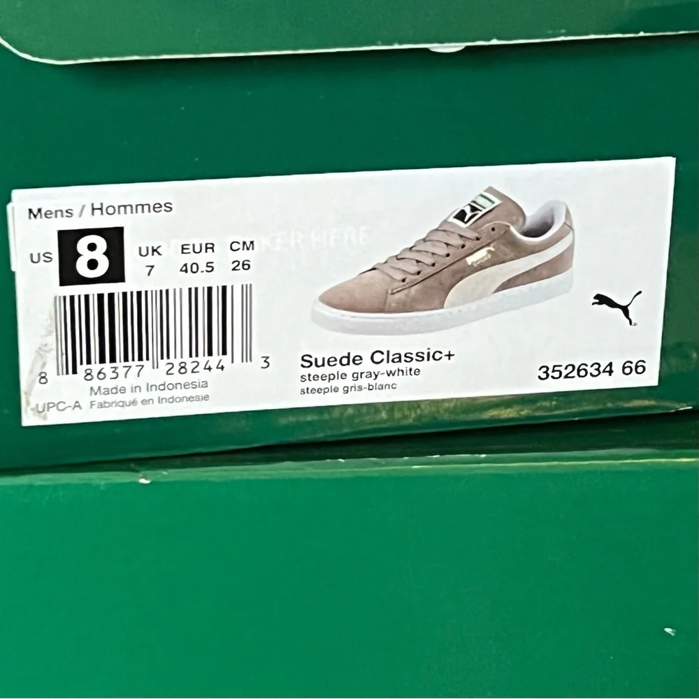 Puma Suede Classic* Steeple Gray and White 352634 66. Size 8. NWT.0 - Picture 6 of 7